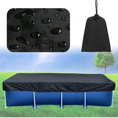 Housse de Protection pour Piscine Rectangulaire Extérieure 260x170x20 cm (8x5 Pieds), Bâche Imperméable, Anti-UV et Anti-Poussière, Noire, Épaisse et Durable (1/3)