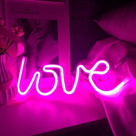 Enseigne lumineuse LED néon « Love » - Décoration murale pour chambre d'étudiant ou maison - Idée cadeau Saint-Valentin
