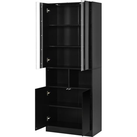 Armadio alto nero con luci LED e finestra acrilica 70 x 35 x 180 cm HOMVRA (1/5)