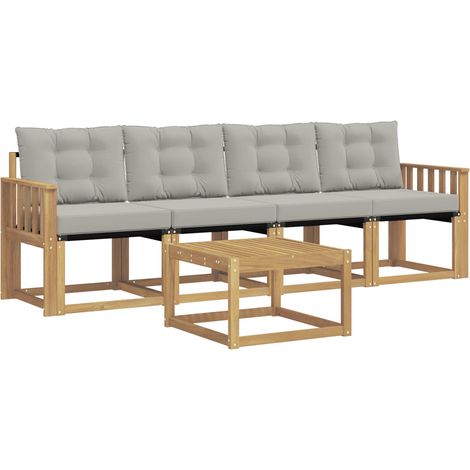 Outdoor Sofa Set 5 pcs Solid Acacia Wood and Textilene vidaXL