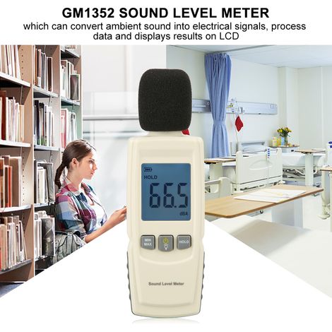 GM1352 Sonomètre numérique portable à écran LCD - Testeur de niveau sonore - Plage de mesure : 30 dB à 130 dB décibels (1/5)