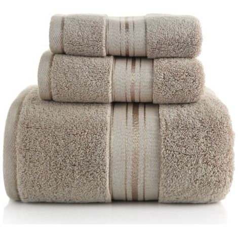 Serviettes de bain - Lot de 3 serviettes 100 % coton - 75 x 150 cm + 34 x 75 cm + 34 x 30 cm