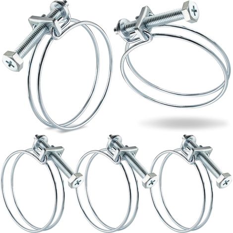 5 Collier de serrage, double fil W1, acier galvanisé, diamètre 2mm, pour tuyau spiralé, ventilation
