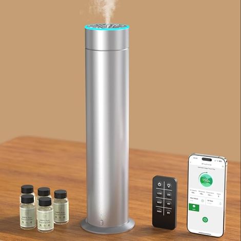 Diffuseur Huiles Essentielles sans Eau 150ml Couvre 1200ft² Carrés avec Télécommande et Intelligente APP Convient Aux Maisons Chambres Spas Hôtels (1/5)