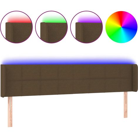 Tête de lit,Panneau décoratif à LED Marron foncé 183x16x78/88 cm Tissu CFW1837663 (1/5)