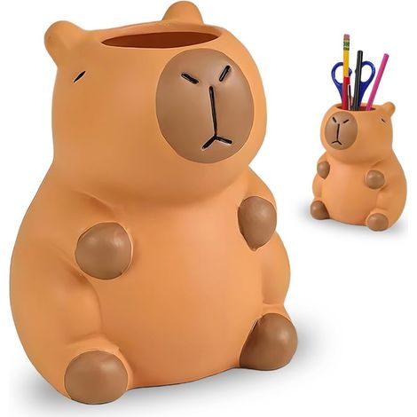 Capybara Support de Brosse à Dents , Capybara Étagère à Crayons Animée Kawaii, Porte-brosse pour Salle de Bains et Bureau, Peint à la Main, Idée Dadeau pour Filles et Garçons (1/5)