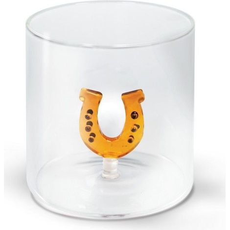 WD LifeStyle Bicchiere Vetro Borosilicato Cc 250 ml Decoro Ferro di Cavallo (1/2)