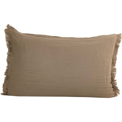 Coussin à franges en coton Taupe 40x60 cm