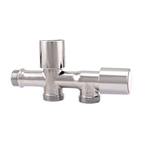 Doppio Rubinetto a Vite per Lavatrice 240 Itap Ottone Cromato 1/2MX3 4 M