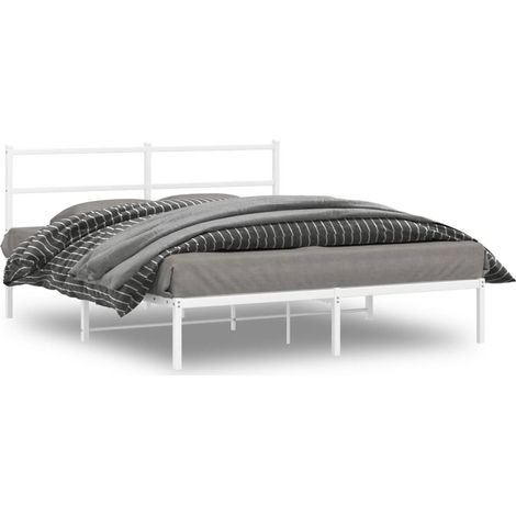 Bettgestell mit Kopfteil Metall Weiß 150x200 cm