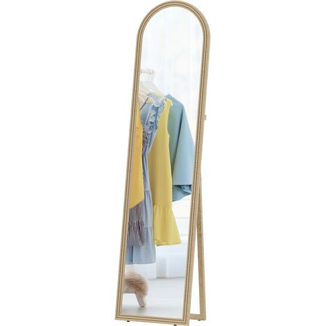 HOMCOM Specchio da Terra e Parete Effetto Pietra con Cavalletto 40x160cm Beige