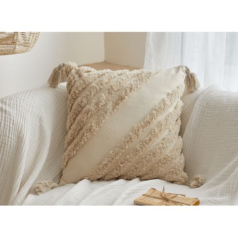 Coussin beige à tissu texturé 45x45 cm NEVADA (1/2)