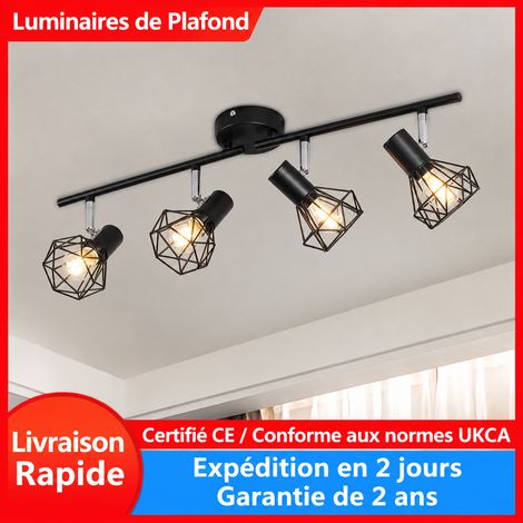 Plafonnier barre 2 spots ajourés LED design moderne sans ampoule réf 0412 31 × 14 × 10,5 cm 600 g – Livraison gratuite (1/5)