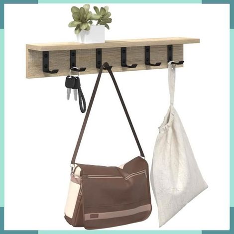 874357 Porte-manteau mural Chêne Sonoma 60 x 10,5 x 10,5 cm (1/5)