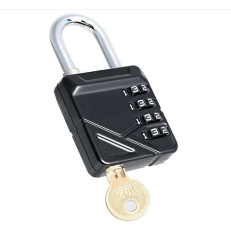 Noir Cadenas Code 4 Chiffres, Cadenas À Code, Alliage De Zinc, Imperméable Et Résistant À La Rouille, Avec Cadenas À Clé, Pour Jardins, Terrasses, Portails, Clôtures, Casiers
