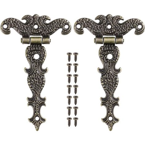 Lot de 2 charnières décoratives en alliage de zinc et en forme de T pour porte de placard