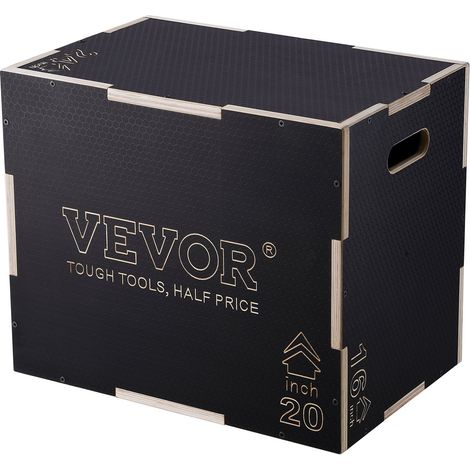 Boîte de Pliométrie 3-en-1 Hauteur 60/50/40 cm Boîte à Saut Musculation Fitness Crossfit en Bois Antidérapant Charge 204 kg pour Entraînement Pliométrique Step-ups Pompes Squats Gym Domicile (1/5)