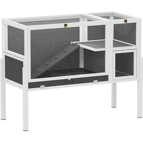 Erhöhter Kleintierstall für Kaninchen und Hamster, Holz & Metall