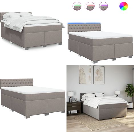 vidaXL Boxspringbett mit Matratze Taupe 140x200 cm Stoff (1/5)
