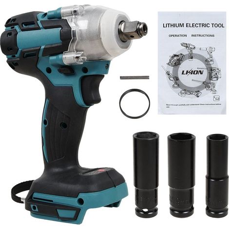 Clé à choc électrique sans fil 520Nm, moteur sans balais, compatible batterie Makita 18V, livrée sans accu, outil à percussion puissant pour vissage et boulonnage (1/5)