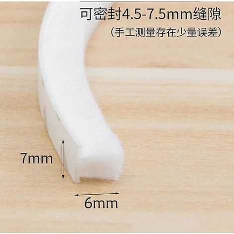Striscia a spazzola autoadesiva per porte e finestre, antivento, antipolvere, fonoassorbente, sigillante per ambienti esterni, bianca, 10 m, 7x6 mm. (1/5)