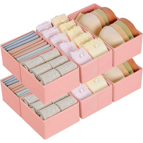 Schubladen Organizer 8er Set, faltbare Stoffboxen für Kleiderschrank, Rosa (1/5)