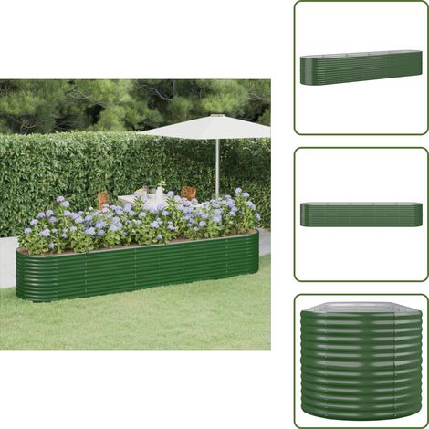 Hochbeet Pulverbeschichteter Stahl 368x80x68 cm Grün - Hochbeet - Gartenmöbel - Stahllösung - Outdoor Dekoration - Pflanzenbehälter (1/5)
