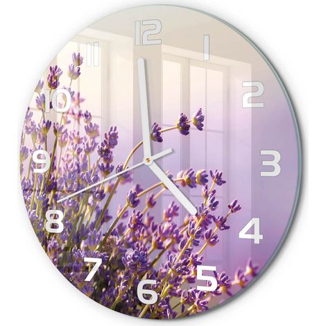 Horloge Murale Ronde Cuisine en Verre Silencieuse Design Moderne Décorative Lavande fi 30 cm (1/5)