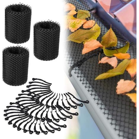 Grillage gouttière, 6 m de Long, Plastique, Protection Anti-Feuilles mortes, 15 cm de Large, Pratique, Noir Adulte Unisexe, 1 élément (1/4)