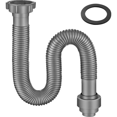 Odour-Proof Flexible Siphon, Internal Diameter 45 mm, Flexible Drain Pipe for Kitchen, Bathroom, 60 cm (1/5)