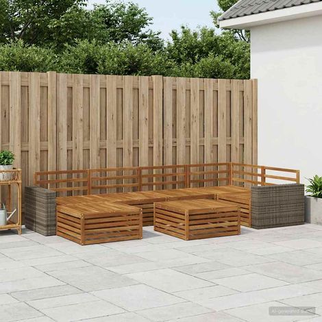 vidaXL Set di divani da esterno 7 pz Naturale (1/5)