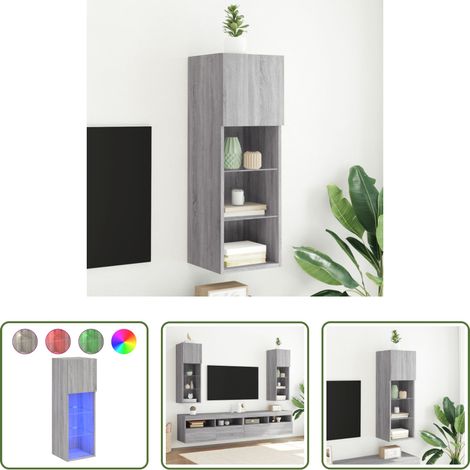 LED-Leuchten - TV-Schrank mit LED-Leuchten Grau Sonoma 30,5x30x90 cm (1/5)
