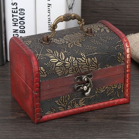 Boîte à Bijoux Ancienne en Bois - Coffret de Présentation Carré Décoratif (1/5)