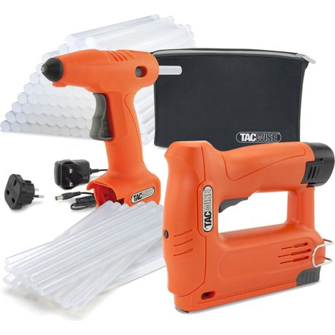 Tacwise 1780 140-180EL Graffatrice/Chiodatrice 12V, H12-7 Pistola Colla a Caldo 12V, Batteria agli Ioni di Litio da 12V Intercambiabile, 130 Bastoncini di Colla e Custodia (1/4)