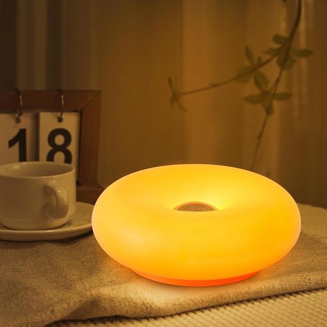 Veilleuse de table rechargeable en forme de donut avec chargement USB pour chambres (Orange) (1/5)