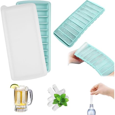 Bac a Glacons Silicone pour Bouteilles Reutilisable avec Couvercle, Bac à Glaçons, Moule à Glaçons Fabrication de Bouteilles de Boissons Fraîches Portable Extérieur (1/5)
