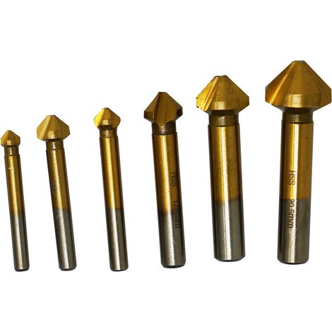 Dapetz ® 6pcs M3-M10 Combination Drill Tap Bit Set HSS 6542 Titanium Coated Countersink,Applicable to Some Types of Carbon Steel and Ordinary Steel, Copper and Aluminum Magnesium Alloy Drilling Hole. (1/5)