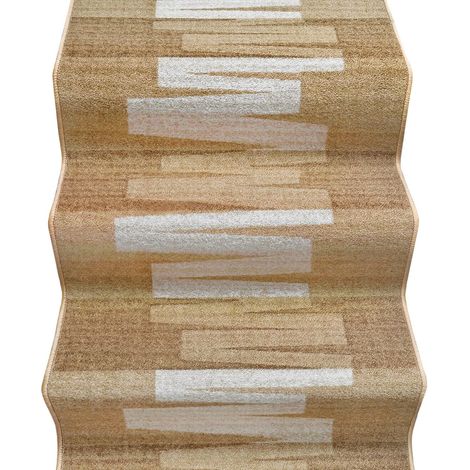 Passatoia Scala Bordata Ingresso Corridoio Tappeto Cucina Gradini 100% Made In Italy Zig Zag Beige - 67x260 cm
