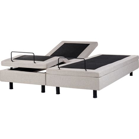 Cama articulada eléctrica moderna mando a distancia ajustable sin cabecero poliéster beige 180 x 200 cm Duke (1/5)