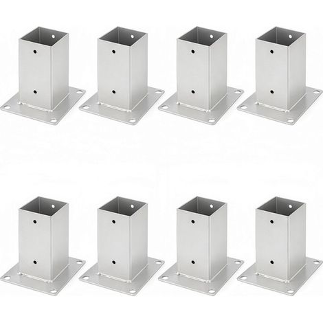 Randaco Piede per palo quadrato da giardino, 8x pali quadrati in legno, supporto per palo per recinzione, carport e pergola - 80 x 80 mm