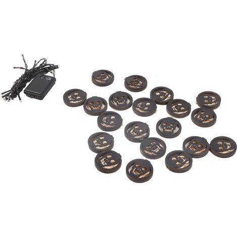 Guirlande lumineuse de crânes d'Halloween, alimentée par piles, étanche IP65, jolie guirlande lumineuse LED 3D en forme de crâne, idéale pour les décorations de fête d'Halloween. (1/5)