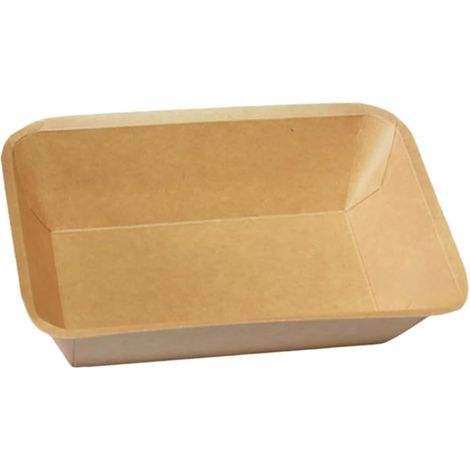 Assiette alimentaire jetable en papier kraft, petits plateaux alimentaires en papier kraft, pour frites, hamburger, barbecue, fête, camping (20,5 x 13,5 x 4,4 cm) (1/5)
