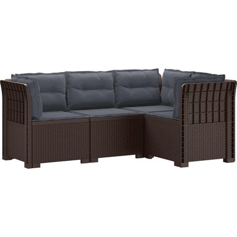 Maison Exclusive - 4-Sitzer Gartensofa mit Kissen Rattan-Look PP (1/5)