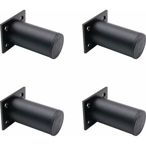 4 Pieds De Meubles Réglables Noir Mat, En Alliage D'aluminium 38x80 Mm, Pieds De Meuble Tv Pour Table Basse D'armoire, Pied De Support Pour Canapé De Meuble (1/5)