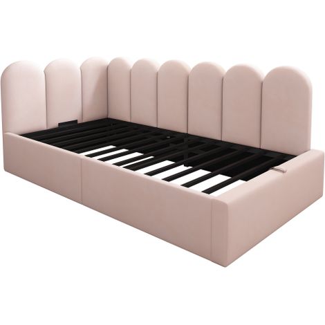 Polsterbett Einzelbett mit Schubladen Stauraumbett Samt Daybett Tagesbett Schlafsofa mit Lattenrost Jugendbett und Erwachsene Kinderbett(Ohne Matratze)