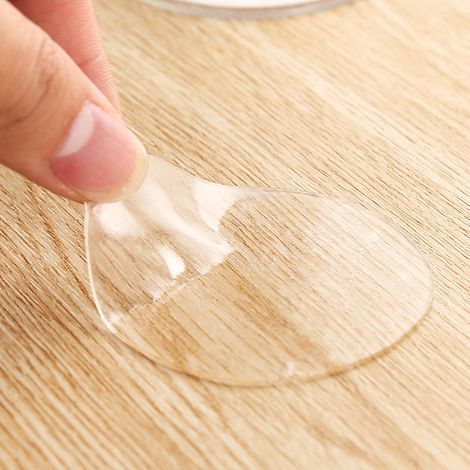 Paquete de 10 pegatinas redondas, transparentes y adhesivas de doble cara con respaldo de silicona impermeable y ventosa. (1/4)