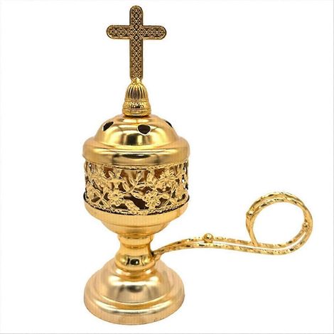 Brûleur d'encens au charbon, porte-encens doré, charbon (1/5)