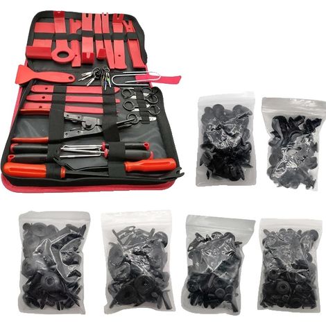 Kit di attrezzi per lo smontaggio degli interni dell'auto, set da 38 pezzi, compatibile con la maggior parte dei veicoli, 38 pezzi con 190 clip (1/2)