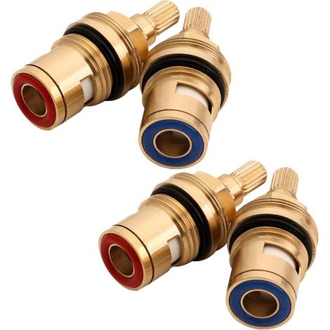 4 Pièces Tête a Disques Céramique 1/2" Cartouches Robinet Tete de Robinet a Disques Vannes de Remplacement Laiton pour Cusine Salle de Bain (1/5)