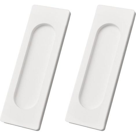 Lot de 2 poignées de porte coulissante rectangulaires autocollantes en alliage d'aluminium pour porte de grange coulissante, placard, armoire, tiroirs (blanc, 100 mm) (1/5)